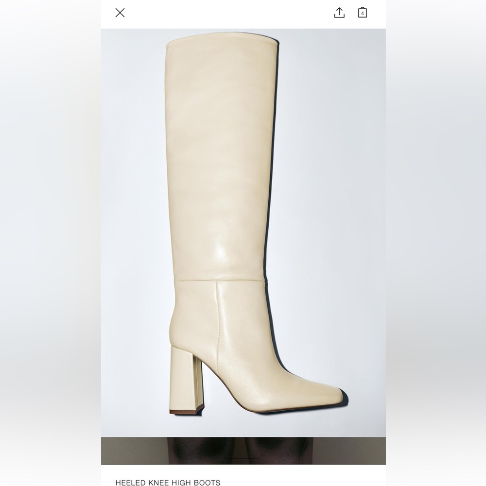 Zara NWT knee high heeled boots off white